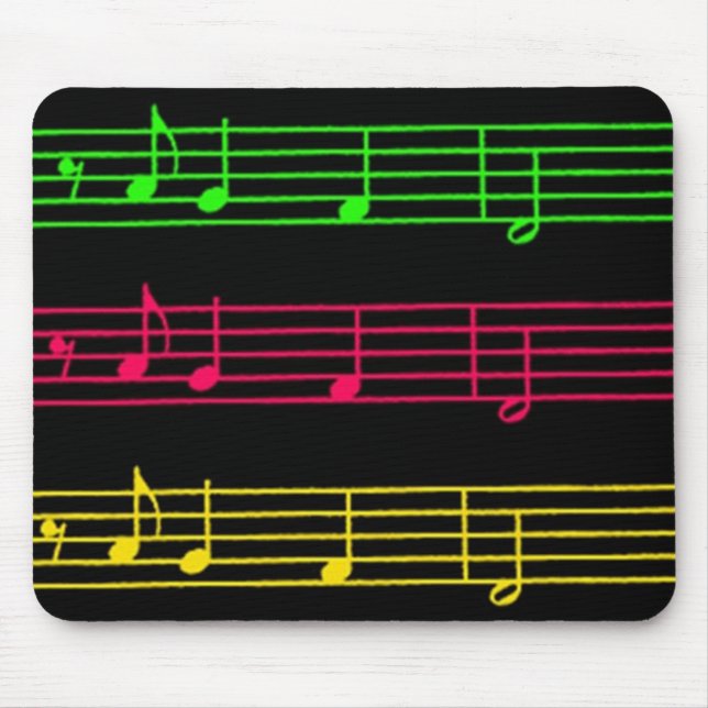 Notas de Neon Brilhante - mouse pad (Frente)