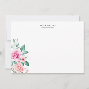 Notas delicado rosas florais cor-de-rosa Cartão de papel