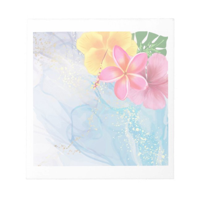 Notas Design de flores tropicais num bloco de notas. (Frente)