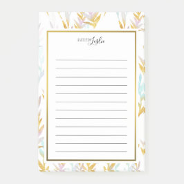 Notas Dourado e azul Aquarela Folha Uma Nota Do Bloco De