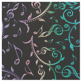 Notas e Clefs elétricos do arco-íris no tecido