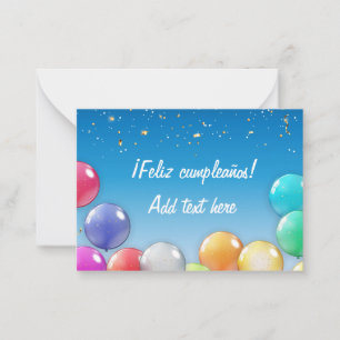 Notas Feliz cumpleaños! Cartão de Aniversário espanhol