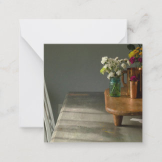 Notas Flores e Mesa de Vintage com Cartão de Saudação de
