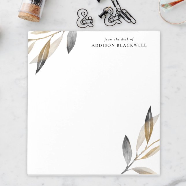 Notas Folhas Douradas Simples Pretas Da Mesa Do Bloco De (Criador carregado)