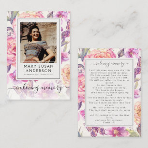 Notas Foto Floral Cartão de Oração do Memorial Funeral