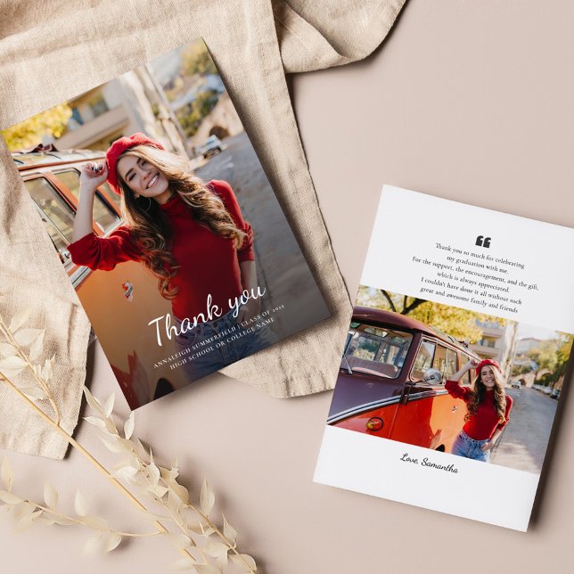 Notas Graduação 2025 Formando de Foto Obrigado Cartão co (Graduation 2025 Photo Grad Thank You Photo Card)