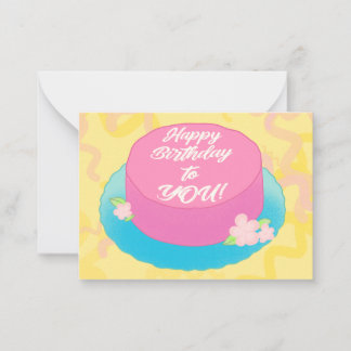 Notas Lindo Cartão de Aniversário Plano de Bolo Rosa