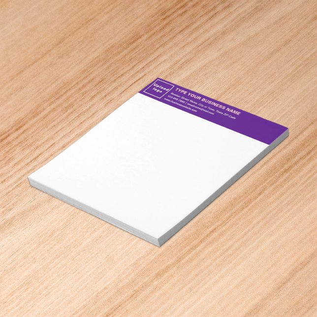 Notas Marca Roxo para Empresas no Cabeçalho do Bloco de  (Build brand name awareness. Your business brand on purple heading of small notepad.)