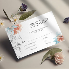 Notas Mini cartão RSVP de casamento elegante floral mode