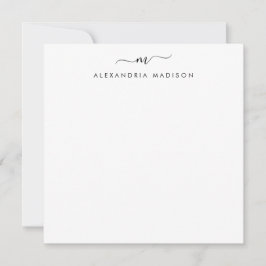 Notas Monograma de Script Elegante Cartão Preto Inicial