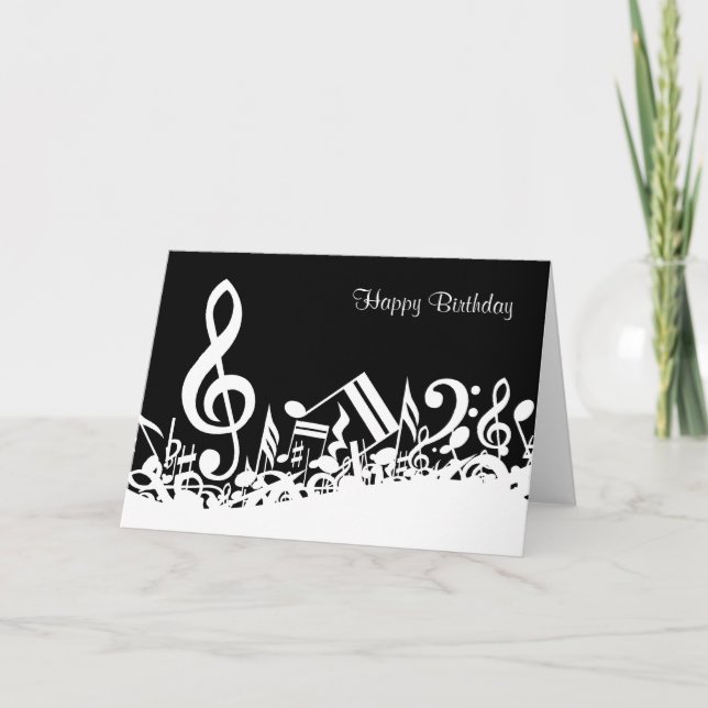 Notas Musicais Brancas Personalizadas em Preto (Frente)