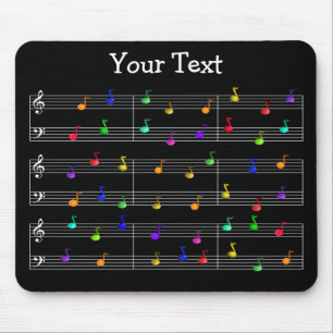 Notas musicais coloridas Mousepad customizável