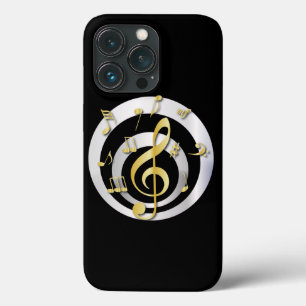 Notas Musicais de Efeito 3D Retroativo Dourado e P