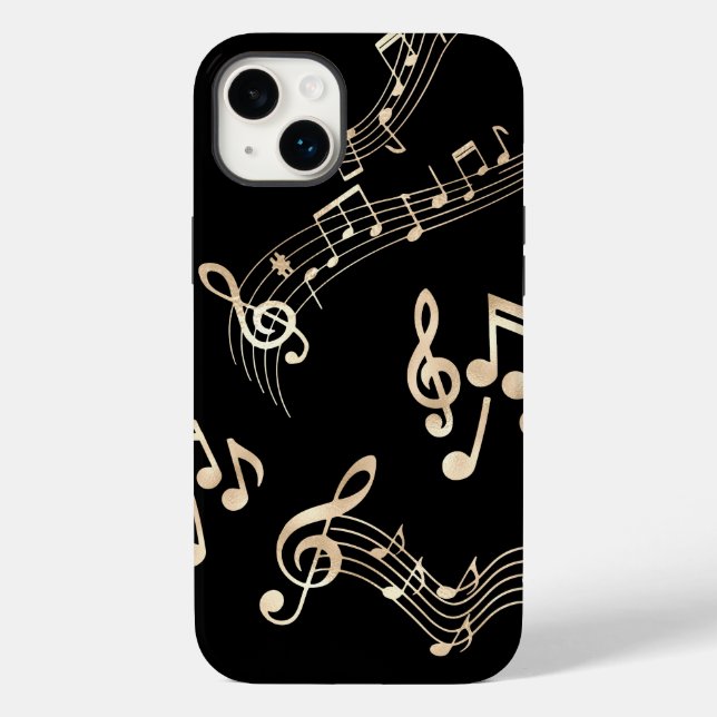 Notas Musicais Douradas em Preto (Verso)