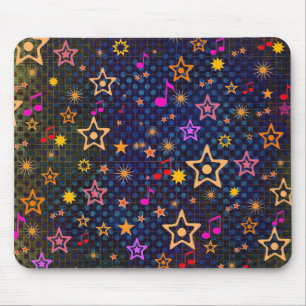 Notas musicais e estrelas: Mousepad feito sob