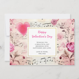 Notas Musicais e Rosas Vintage Design