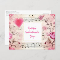 Notas Musicais e Rosas Vintage Design