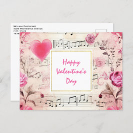 Notas Musicais e Rosas Vintage Design