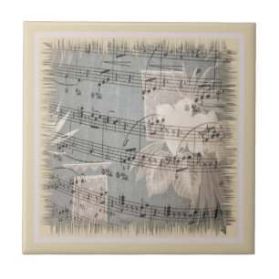 Notas Musicais Elegantes em Azul e Bege