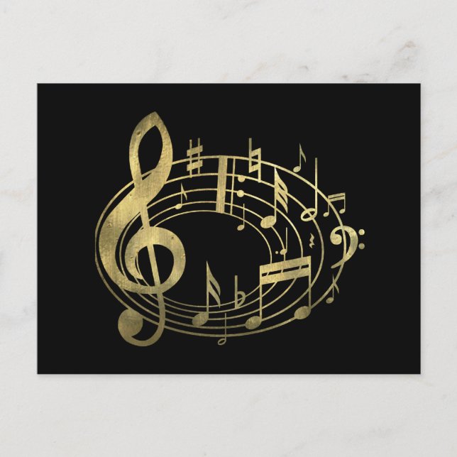 Notas musicais em ouro em forma oval (Frente)