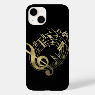 Notas musicais em ouro em forma oval