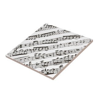 Notas musicais em preto e branco em diagonal