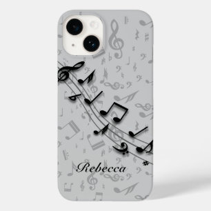 Notas musicais em preto e cinza personalizadas
