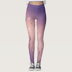 Notas Musicais Leggings de Ombre Púrpura