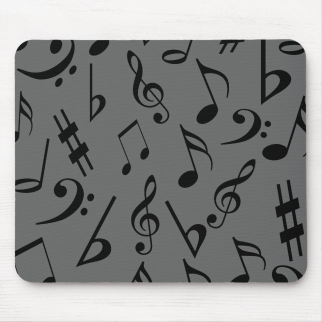 Notas Musicais Mousepad - Prata (Frente)