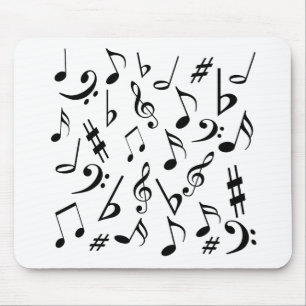 Notas Musicais Mousepad - Preto e Branco