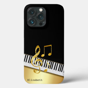 Notas Musicais Preto Dourado Moderno Elegante, Tec