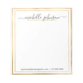 Notas Nome Personalizado Dourado | Da Mesa Do Bloco De N