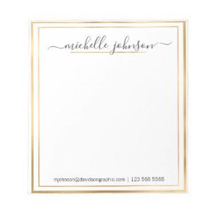 Notas Nome Personalizado Dourado   Da Mesa Do Bloco De N