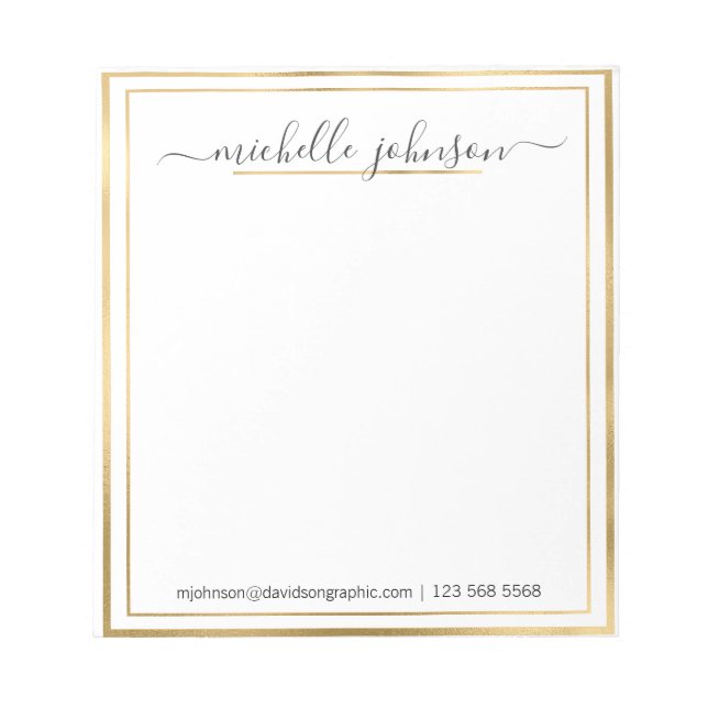Notas Nome Personalizado Dourado | Da Mesa Do Bloco De N (Frente)