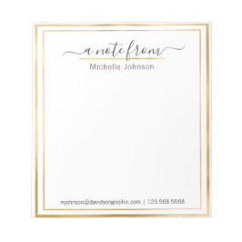 Notas Nome Personalizado Dourado | Da Mesa Do Bloco De N