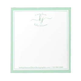 Notas Nome Personalizado Verde | Da Mesa Do Bloco De Not