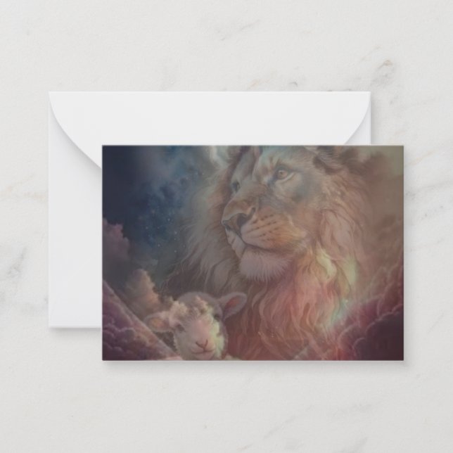 Notas O cartão de saudação do leão e da lâmpada (Frente)