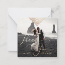 Obrigado Cartão com fotos Personalizado de Casamen