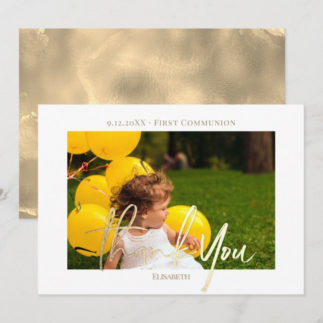 Notas Obrigado Primeiro Cartão com fotos de Comunicação  (Frente/Verso)