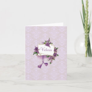 Notas Os Lilacs do vintage personalizaram o cartão de