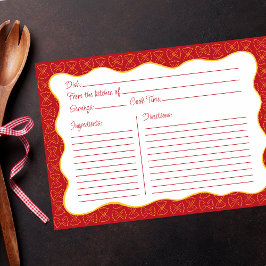 Notas Pasta Padrão Vermelho Mão Desenhada Cartão de Rece