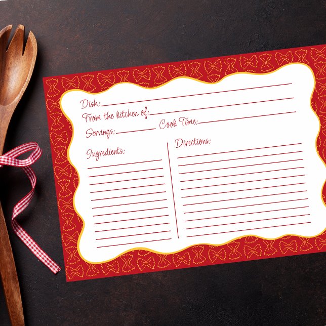 Notas Pasta Padrão Vermelho Mão Desenhada Cartão de Rece (Criador carregado)