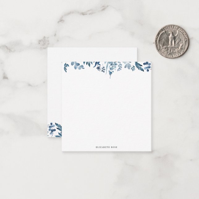 notas personalizadas da folhagem azul (Frente/Verso In Situ)