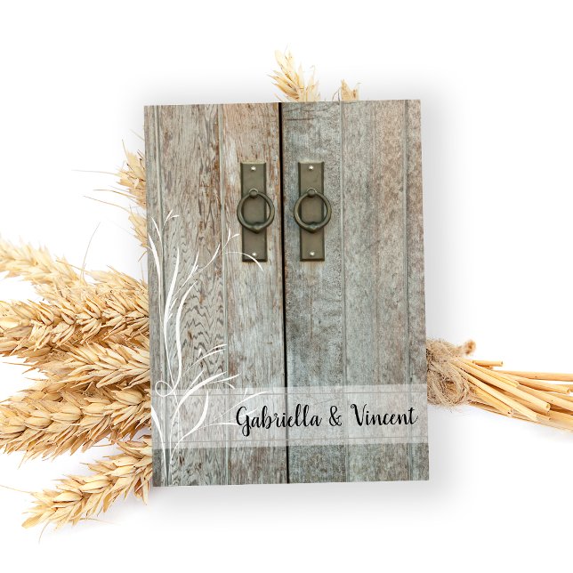 Notas planas de Casamento de Portas Duplas do País (Drop your guests a line after your barn wedding with these rustic note cards.)