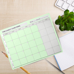 Notas Planejador de Família Simples Calendário Bloco de