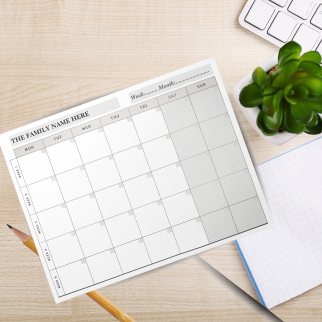 Notas Planejador Familiar Simples Calendário Bloco de No (Simple Family Planner Calendar Notepad 2026)