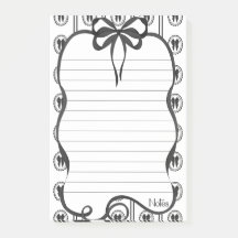 Notas Preto com Laço 4x6 Bloco de Notas Adesivas