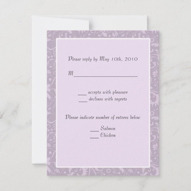 Notas Simples de Casamento com Floral Lavanda RSVP (Frente)