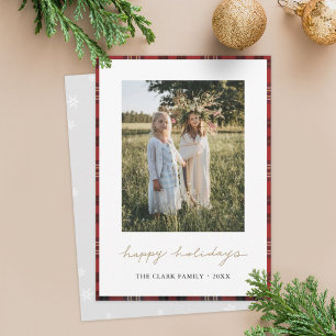 Notas Tartan Border Snowflakes Cartão de Natal