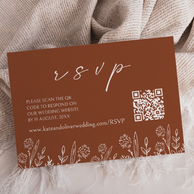 Notas Terracotta Wedding RSVP | Cartão de gabinete de có (Criador carregado)